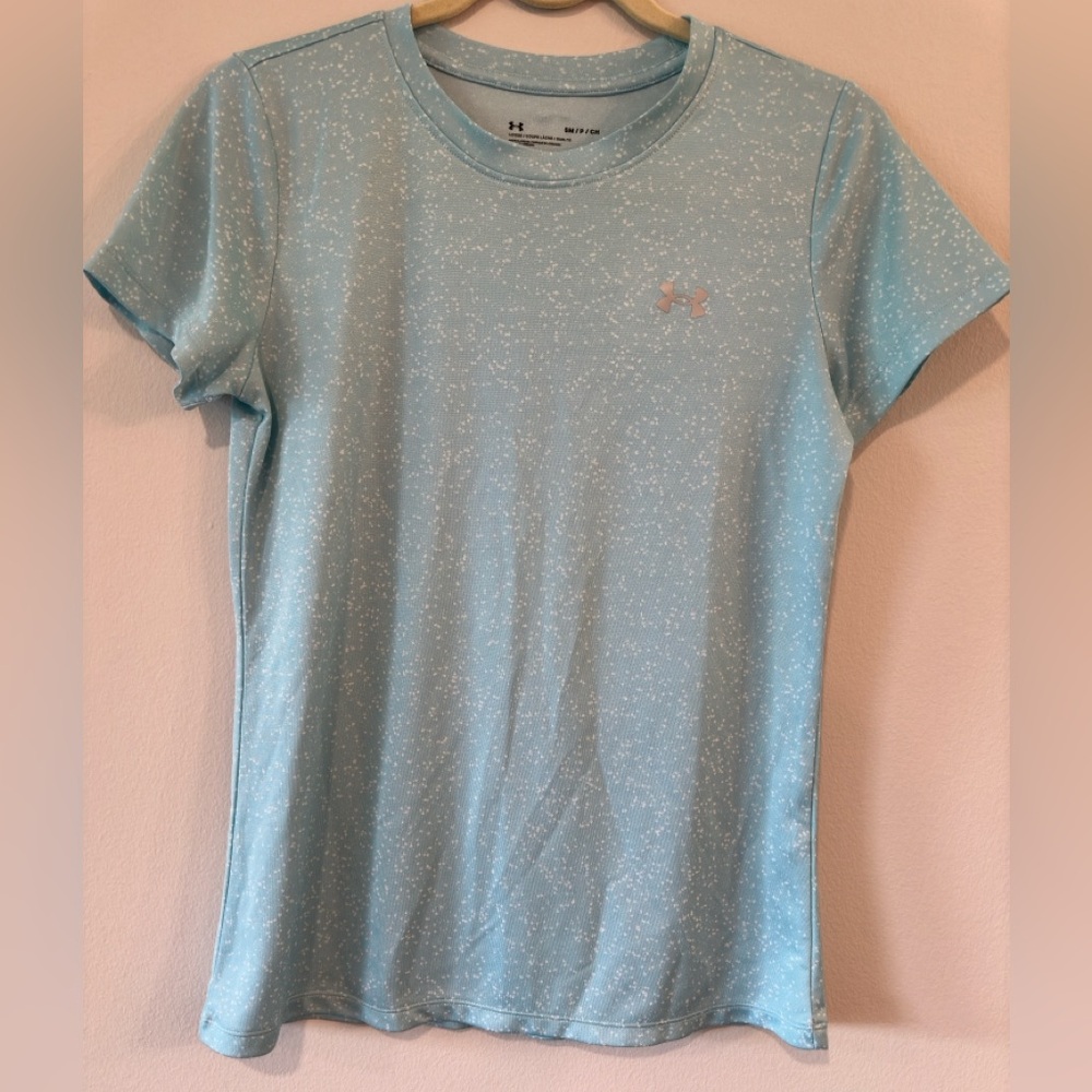 Under Armour | Women’s Patterned Dry Fit Tee | S | Light Blue